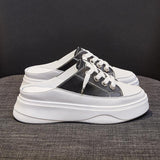 Summer Women Shoes flat sneakers women casual shoes low upper lace up platform woman white