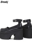 Thick Heels Platform Sandals For Women 2023 European Style Ankle Buckle Sandals Comfy Walking Lady Sandals