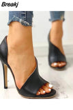 Women Summer Thin High Heels Buckle Peep Toe Gladiator Sandals Office Hollow Out Sandals Party Pumps Wedding Ladies