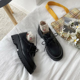 Small Leather Shoes Women's Platform Heels Sexy Autumn New Retro Thick-soled Lace-up