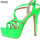 Women Sandals Sexy 14CM Platform High Heels Ankle Strap Sandals Open Toe Sanke Gladiator Party Dress Women