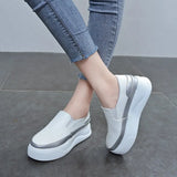 Women Slip on Loafers Ladies Sewing Platform Vulcanized Shoes Woman PU Leather Fashion Casual Footwear Female Comfort