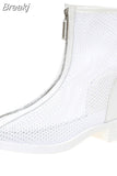 Hollow Chelsea Short Boots Women 2023 New Summer Thin Section Breathable Thick Heel Martin Boots Female High Top