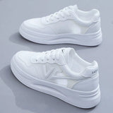 Vulcanized shoes sneakers women shoes solid color ladies flat shoes 2022 mesh women's sports comfortable breathable white