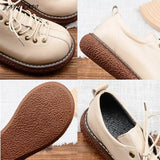 Thick-Soled College British Lace-Up Women Small Leather Shoes Big Head Doll Shoes Literary Retro Platform Flat Women