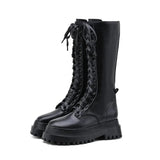 2023 New Fashion Chunky Platform Boots Women Autumn Winter PU Leather Knee High Boots Woman Punk Thick Bottom Long