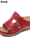 Womens Sandals Summer Wedges Shoes Adult Open Toe Slip On Comfy Slippers Solid Color Buckle Beach Shoes For Lady 2023