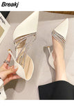 Women Fashion Pumps Slip On Shallow Dress Shoes High Heel Wedding Shoes Pointy Toe Pumps Narrow Band Crystal Stiletto Thin