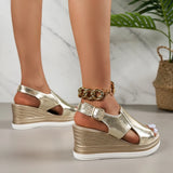 Breakj Fashion Plus-Size Word-Line Muffin Platform Beach Sandal