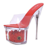 Women Shoes Summer 2023 Outside Slippers Clear Heel Slipper Super High Heels 17.5CM Platform Sexy Slipper Size