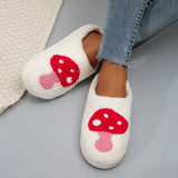 Winter Pink Smile Fur Slippers for Women 2023 Cute Cartoon Non-Slip Home Slides Woman Closed Toe Couple Cotton