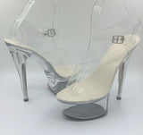 Breakj 190-1 34-43 Sexy Super Heels 15CM Heel Platform Sandals Transparent Crystal Shoes Wedding