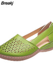 Baotou Sandals Women's Summer New Round Toe Breathable Casual Solid Color Non-slip Flat Large Size Women's