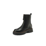 Genuine Leather Ankle Boots Shoes Women Round Toe Zipper Boots Platform Flat With Ladies Short Boots 2021 Autumn