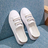 Zapatos De Mujer Lady Cute Sweet White Pu Leather Slip on Loafers Women Fashion Comfort Anti Skid Flat Shoes
