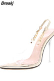 Transparent stiletto High Heels for Women Sexy Pointed Toe Leopard Party Women's Summer Shoes Size 41 42 2023 New