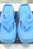 New Summer Square Toe Thick Bottom Women's Slippers Brand Satin Sandals Womens Sexy Waterproof Platform Dress Beach