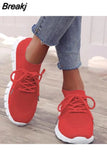 mesh breathable slip-on flat tennis casual shoes walking shoes plus size sports shoes ladies vulcanized shoes