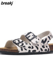 Fashion Double Buckle Cork Sandals 2023 New Women Summer Beach Casual Outside Non-slip Sandalias
