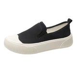 Thick-soled Women Shoes Canvas Loafers Women Design Sense Sneakers Slip-on Flat-bottom Casual Platform Shoes Sneakers