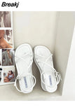 Women Summer Wedges Sandals Solid Color Narrow Band Clip Toe Platform Casual Ladies Shoes Square Toe Gladiator