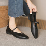 Low Heel Women Shoes Solid Square Toe Single Shoes Comfortable High Heels Leather Shoes Shallow Ladies Office