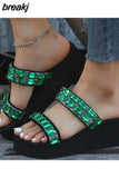 Women Sandals Bling Heels Sandals With Platform Shoes For Women Summer Indoor Outdoor Slippers Lightweight Wedge Zapatos