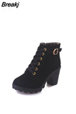 Size 35-43 Winter Casual Women Pumps Warm Ankle Boots Waterproof High Heels Snow 2023 Shoes Botas Patent Botas