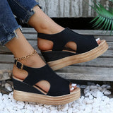 Plus Size Wedge High Heels Sandals Women 2024 Peep Toe Platfrom Sandals Woman Buckle Strap Non Slip Beach Sandles