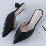 White Elegant Office Shoes Women Temperament High Heels 5CM Slip on Sandals Slip-on Comfortable Ladies White Women