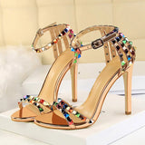High Heels Rivets Sandals Lady Stiletto Gladiator Pumps Stripper Summer Platform Shoes 2023 Luxury Fashion Women