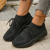 Breathable Knitted Sports Shoes for Women 2024 Spring New Plus Size Low Cut Flat Casual Shoes Woman Light