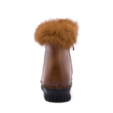 Handmade Genuine Leather Women Boots Rabbit Fur Flat Ankle Boots Women Snow Boots Winter Warm Casual Shoes Botas