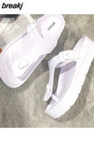 Summer Women Beach EVA Light Platform Flip Flops Solid Color Med Heel Non-slip Outdoor Female Indoor Slipper