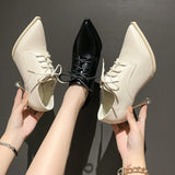 New Naked Boots,Women Autumn Shoe,Pointed Toe Ankle Botas,Chunky Heel,Office Lady Work
