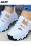 Thick-soled Women's Sports Shoes Fashion Casual Comfortable Slip-on Flat Shoes Women's Heightening Vulcanized