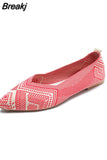 Fashion Slip on Mesh Loafers Breathable Stretch Ballet Shallow Flat Elegant Women Soft Bottom Pointed Toe Boat Shoes