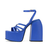 Top Quality Thick High Heels Women's Sandals Platform Brand Luxury Buckle Strap Dress Wedding Banquet Sexy Shoes