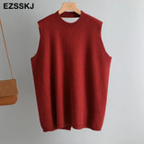 winter OVERSIZE thick Sweater vest women sleeveless warm Sweater Pullovers Women female o-neck LOOSE sweater