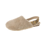 Breakj Women In The Autumn And Winter 2025 New With Velvet Warm Round Head After The Tripty Bag Head Wear A Hundred Low Heel Hair