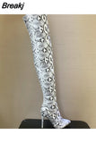 Women Over The Knee Boots Leather Thigh High Boots 2023 Autumn Winter Ladies Fashion 10.5CM high Heel Boots Long Shoes