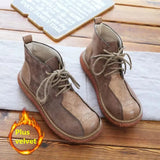 Retro Suede Thick-Soled Big Head Doll Shoes Autumn Winter Handmade Casual Short Boots Women Boots Harajuku Ankle