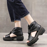 Women's Sandals Wedge Heels Leather Open Toe Summer Fashion Women's Gladiator Sandals Platform Shoes Women's
