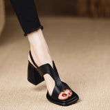 Women's Sandals 2024 Summer Thick Sole High Heels Ladies Sandal Shoes for Women Retro Open Toe Back Strap Sandalias De