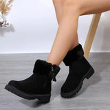 Non Slip Warm Fur Snow Boots Women Thick Bottom Faux Suede Winter Boots Woman Zipper Platform Ankle Botas Mujer