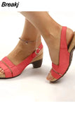 Summer Women Solid Color Middle Block Heels Buckle Strap Sandals Elegant Casual Ladies Open Toe Beach Shoes Zapatos