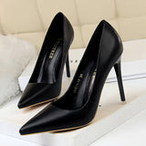 Breakj Korean Version Of Fashion Simple And Versatile Women's Shoes Fine Heel High Heel Shallow Mouth Pointed Professional OL Show Thin Women's Single