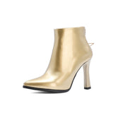 Ankle Boots Women Autumn Winter 2023 Patenr Leather Shoes Atrange Style High Heel Star Zip Glossy PU Footwear Size