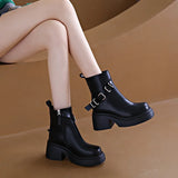 Spring and Autumn New Fashion Round Head Women's Outerwear Naked Boots Side Zipper Versatile Thick Sole Boots