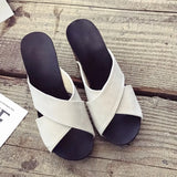 Toe Sandals Women Cross Strap Chunky Heel Sandal Thick High-Heeled Flip Flop Gladiator Sandals Women Casual Summer
